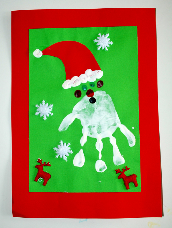 Father Christmas Hand Print Christmas Card