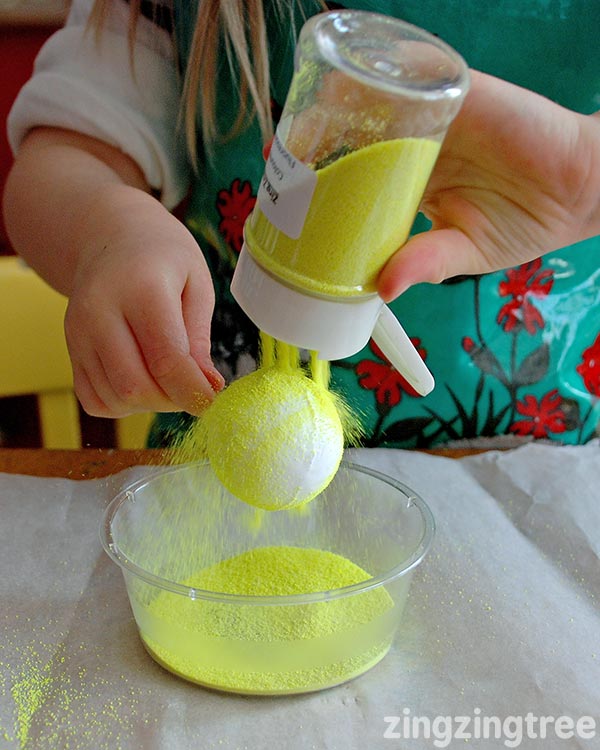 Craft sand used like glitter
