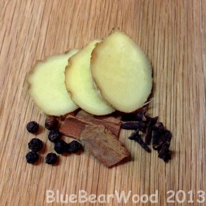 Ginger clove cinnamon black pepper
