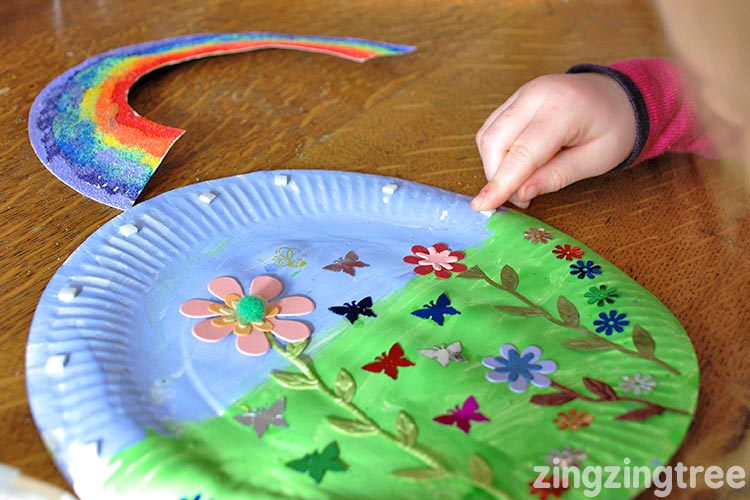 Paper Plate Rainbow Garden Collage