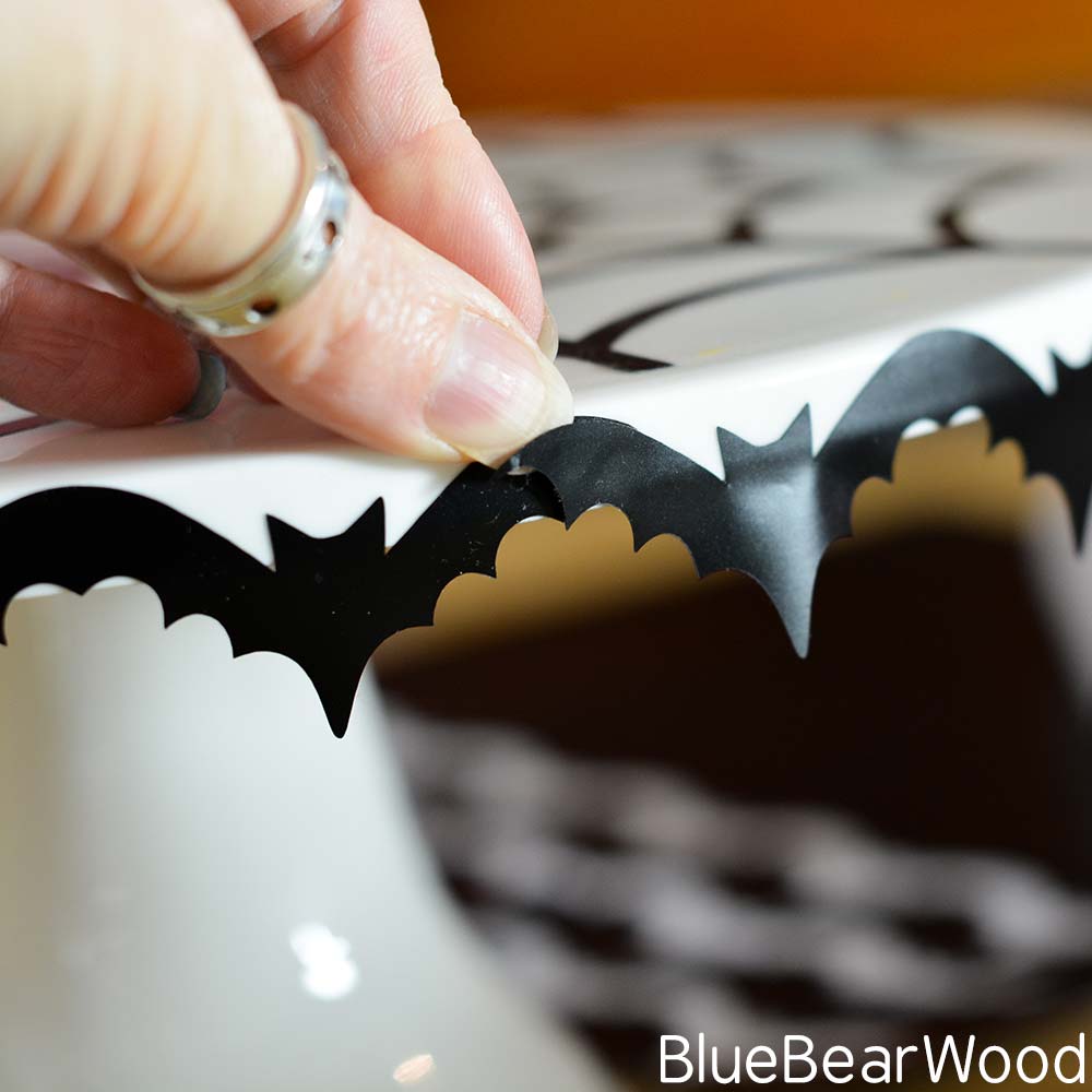 Cricut Black Vinyl Bats Decorating A Halloween Cake Stand
