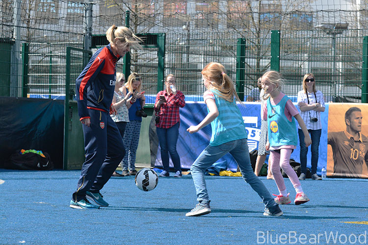 Girls playing football