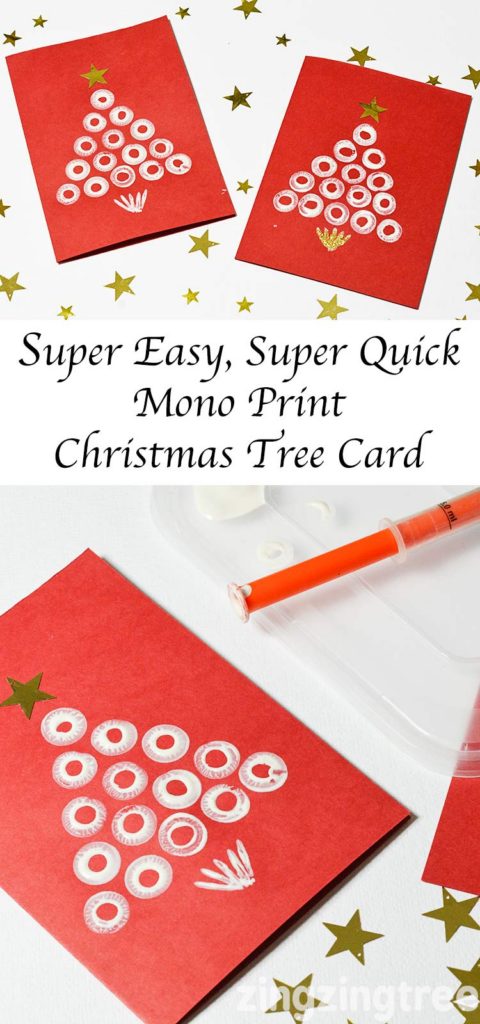 Easy DIY Christmas Card Using Mono Print To Make A Christmas Tree