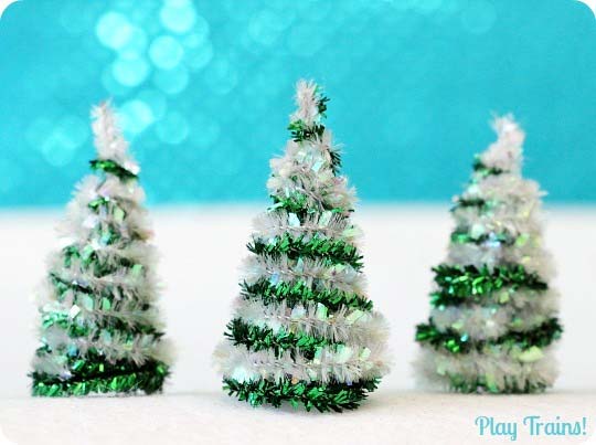 Sparkly two tone Pipe cleaner Christmas Trees