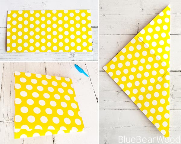 First stages Of Paper Folding To Make Origami Stationery Holder