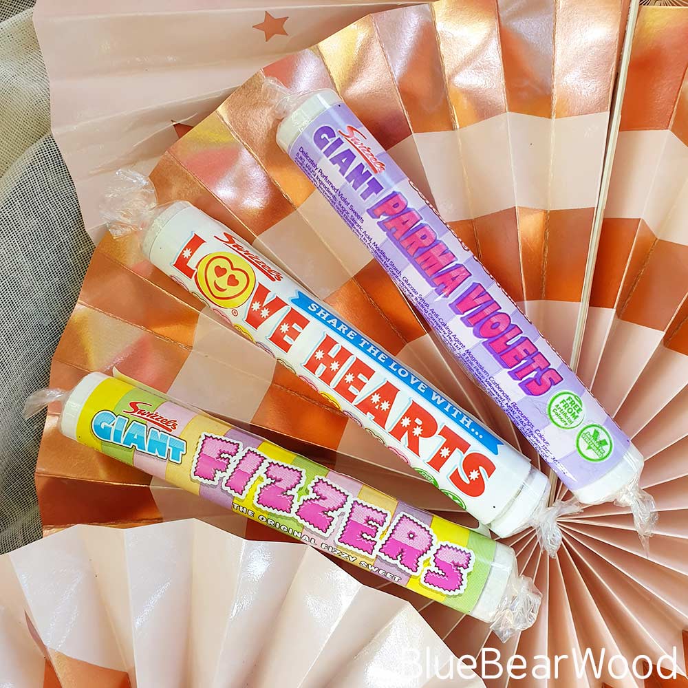 Retro Fizzers Parma Violets And Love Hearts From The Vegetarian Sweet Hamper