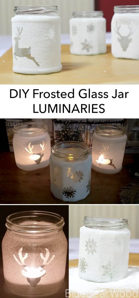These beautiful DIY Frosted Glass Jar Luminaries look great during at night and during the day