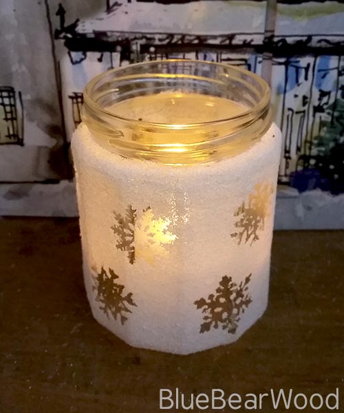 Snowflake frosted luminary