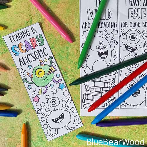 DIY Colouring In Monster Bookmarks